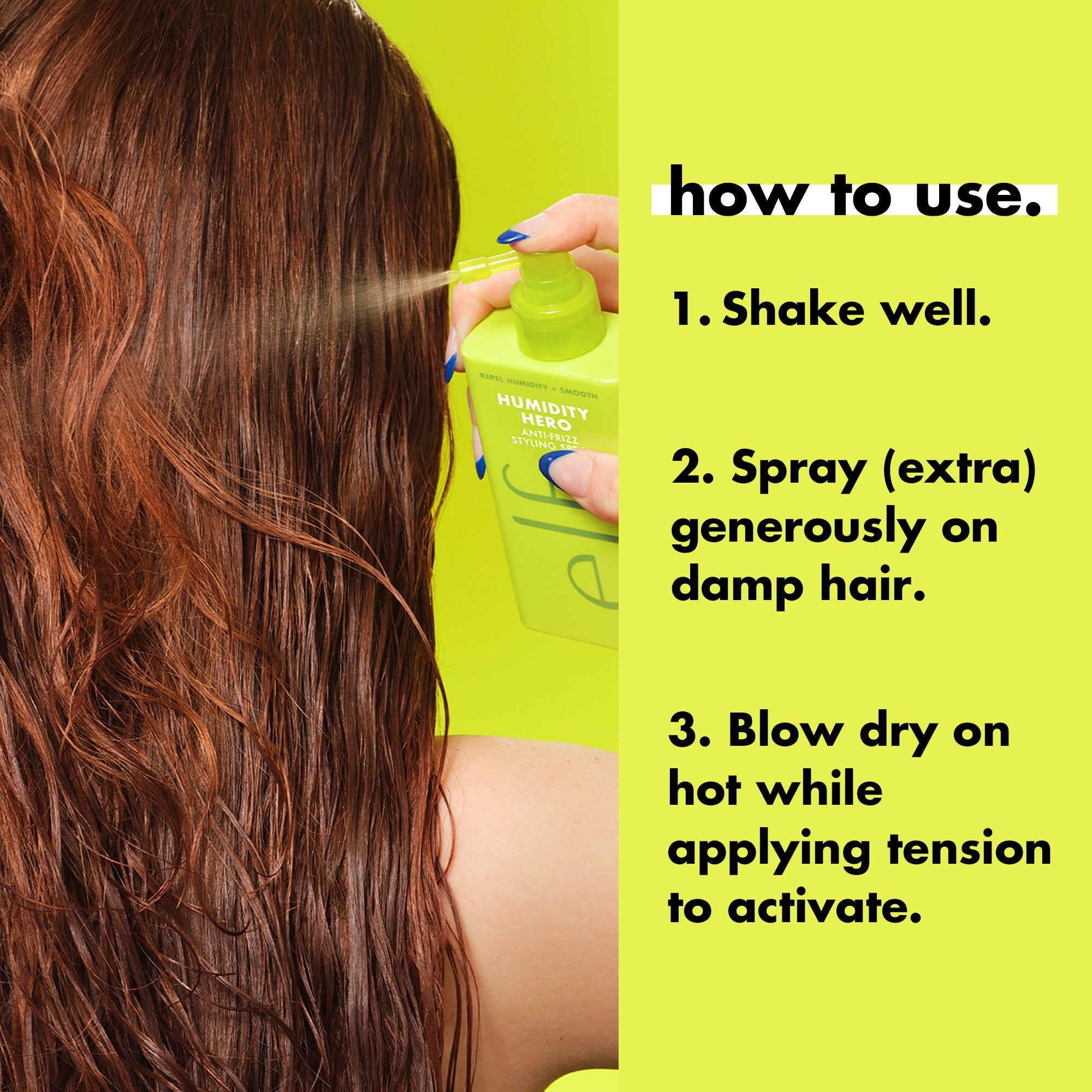 How to use Humidity Hero Anti Frizz Spray in 3 Steps