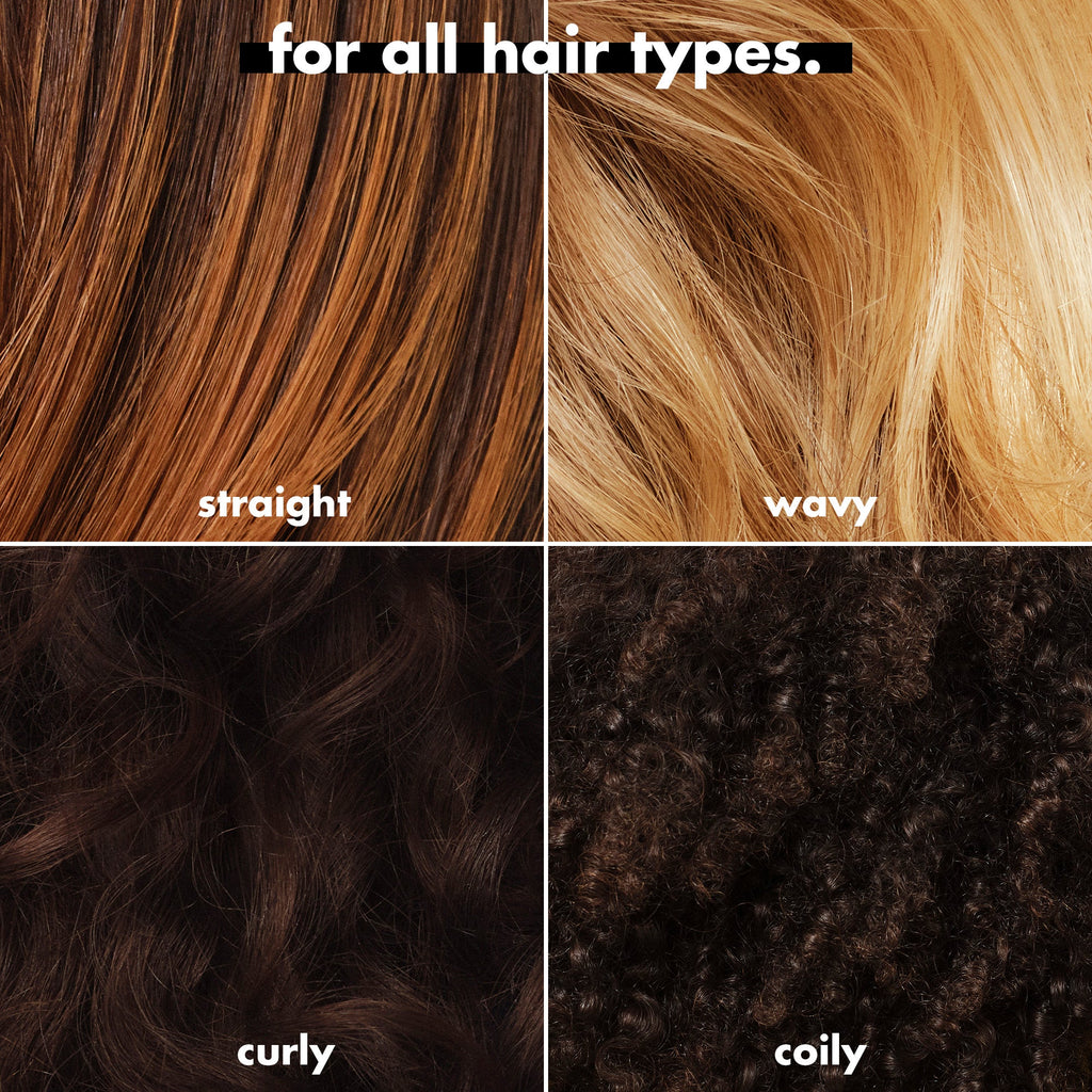 Never Thirsty Moisturizing Shampoo and Conditioner is good for straight, wavy, curly and coily hair.